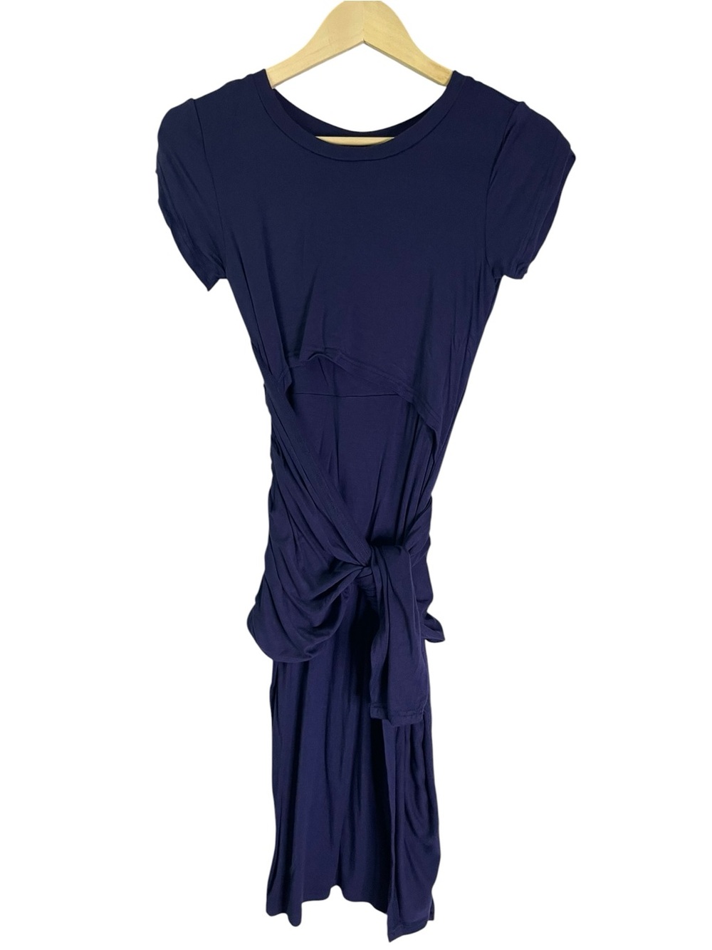 Latched Mama XS T Shirt Dress with Waist Tie Nursing Apparel Blue